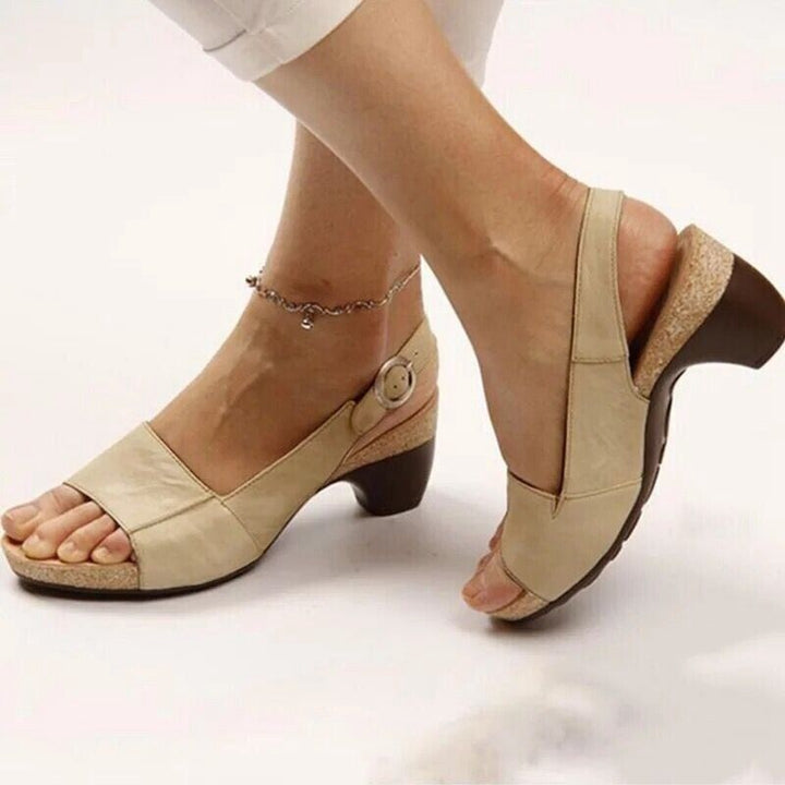 Vivian | Women's Block Heel Slingback Sandals with Buckle Strap