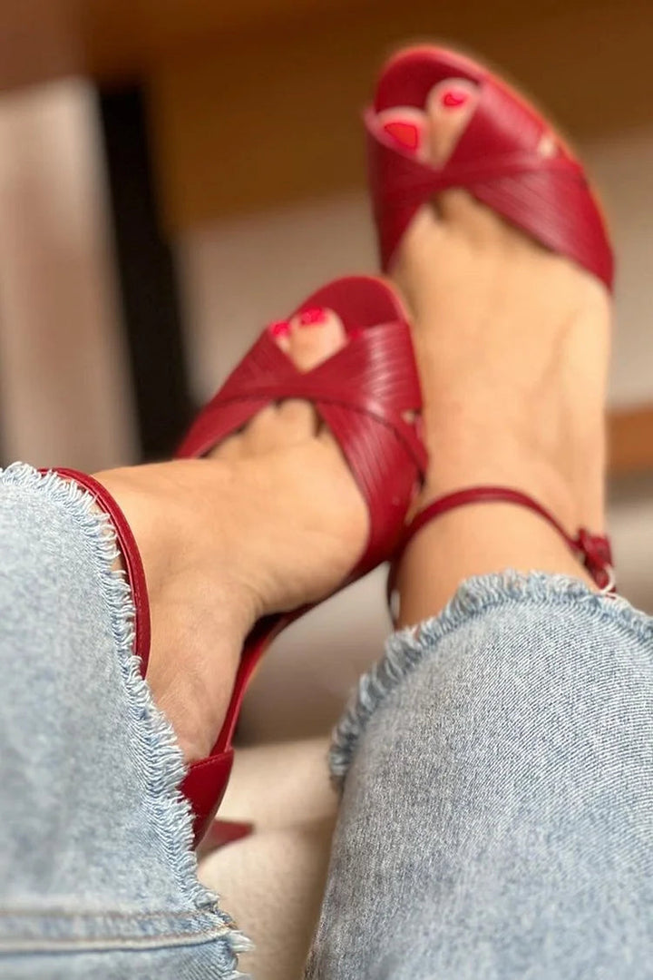 Scarlett | Women's Red Stiletto Heel Ankle Strap Sandals
